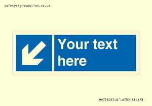 Custom Mandatory directional sign, blue arrow down and left